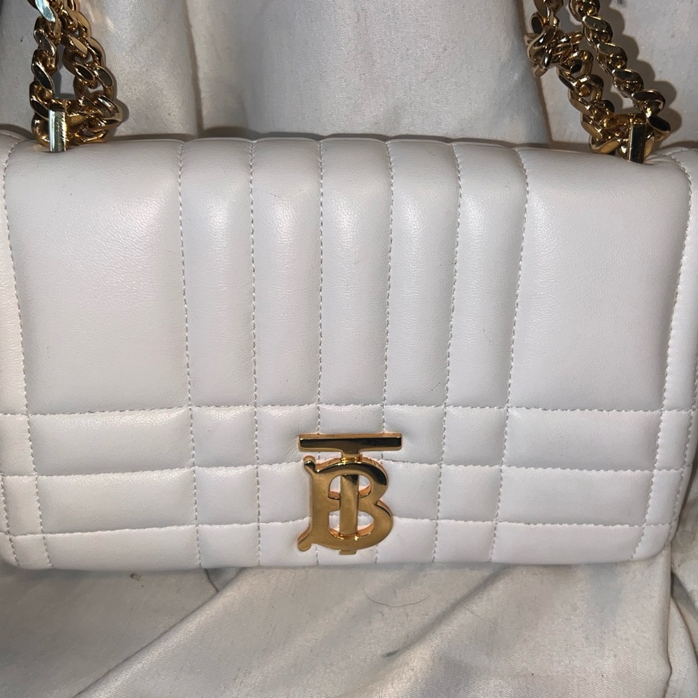 Burberry Lola bag crafted from quilted leather with polished gold-tone hardware
